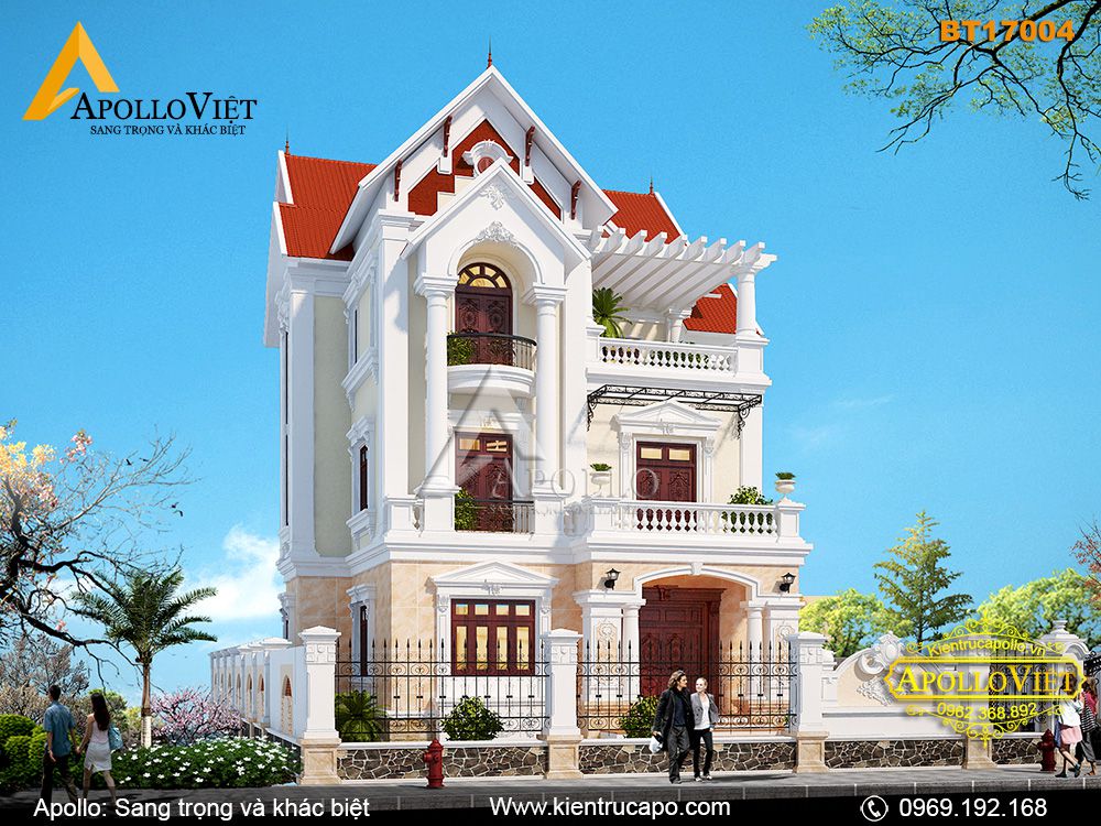 Biệt thự mái thái 3 tầng cao cấp ở Nam Định (BT17004)